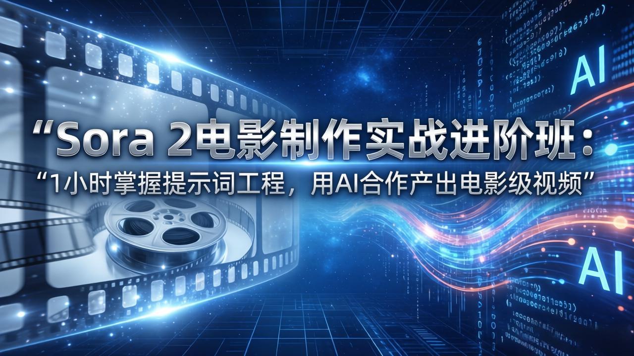 Sora 2电影制作实战进阶班：1小时掌握提示词工程，用AI合作产出电影级视频-紫橙网创项目网