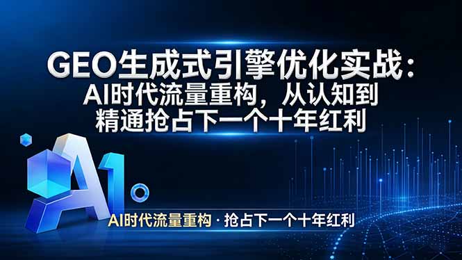 GEO 生成式引擎优化实战：AI时代流量重构，从认知到精通抢占下一个十年红利-紫橙网创项目网