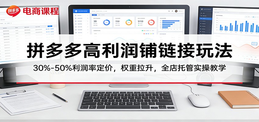 拼多多高利润铺链接玩法:30%–50%利润率定价,权重拉升,全店托管实操教学-紫橙网创项目网