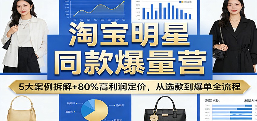淘宝明星同款爆量营：5大案例拆解+80%高利润定价，从选款到爆单全流程-紫橙网创项目网
