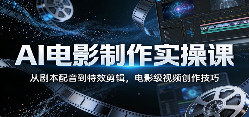 AI电影制作实操课：从剧本配音到特效剪辑，电影级视频创作技巧-紫橙网创项目网