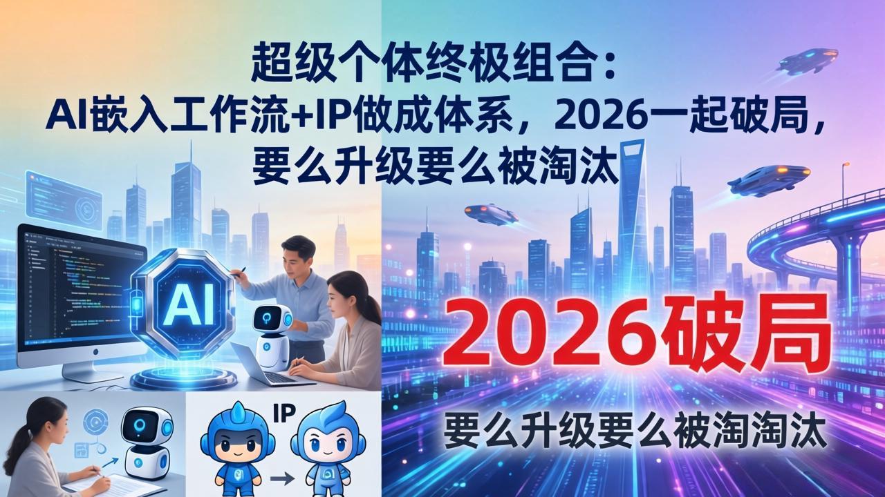 超级个体终极组合：AI嵌入工作流+IP做成体系，2026一起破局，要么升级要么被淘汰-紫橙网创项目网