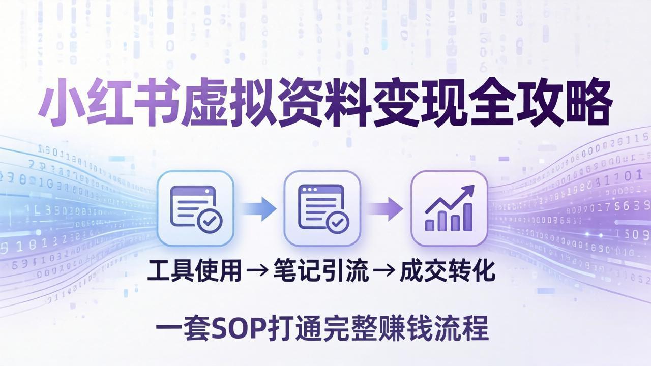 小红书虚拟资料变现全攻略：从工具使用到笔记引流成交，一套 SOP 打通完整赚钱流程-紫橙网创项目网