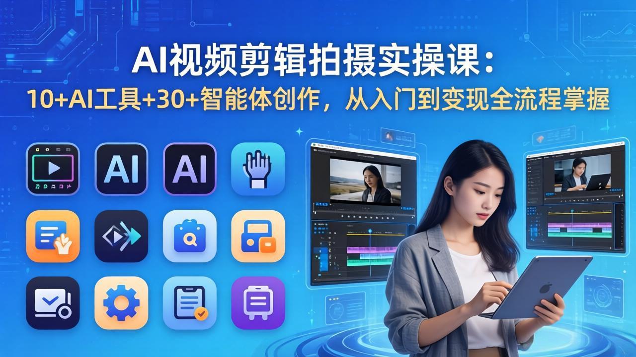 AI 视频剪辑拍摄实操课：10+AI工具+30+智能体创作，从入门到变现全流程掌握-紫橙网创项目网
