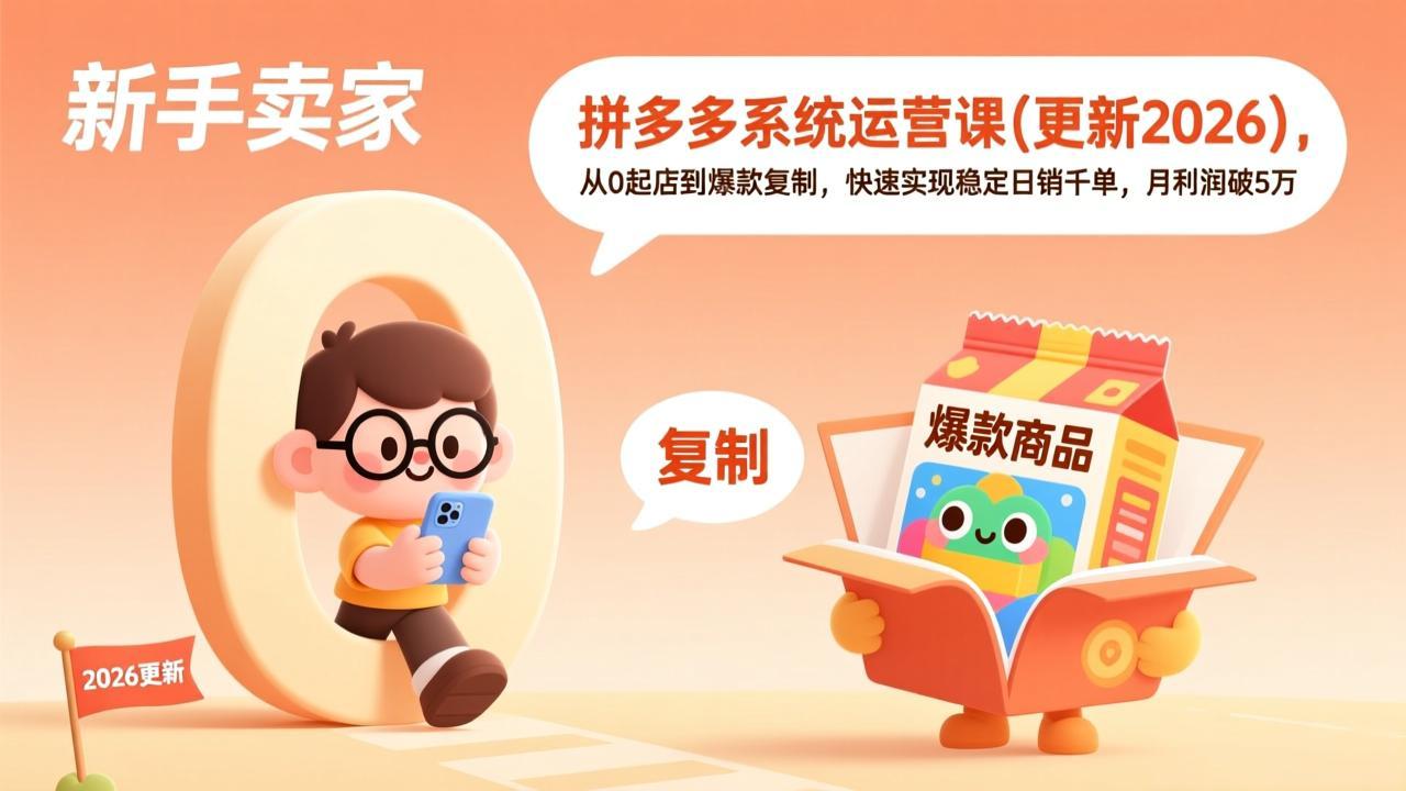 拼多多系统运营课(更新3月)，从0起店到爆款复制，快速实现稳定日销千单，月利润破5万-紫橙网创项目网