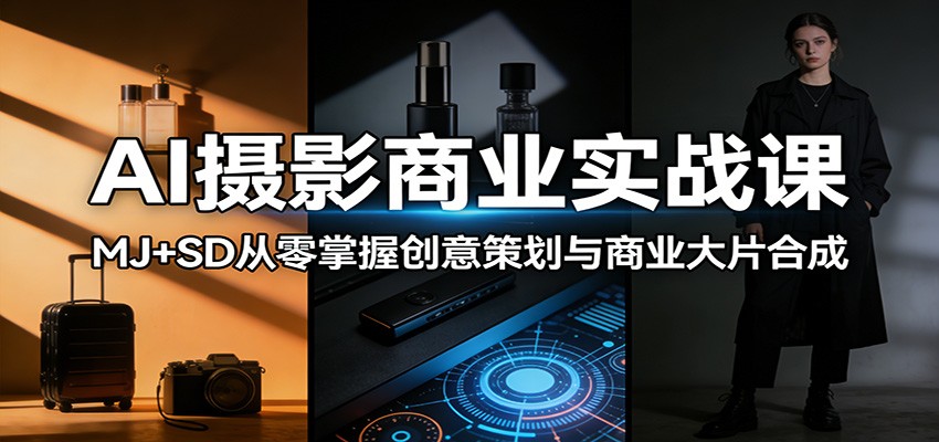 AI摄影商业实战课:MJ+SD从零掌握创意策划与商业大片合成-紫橙网创项目网