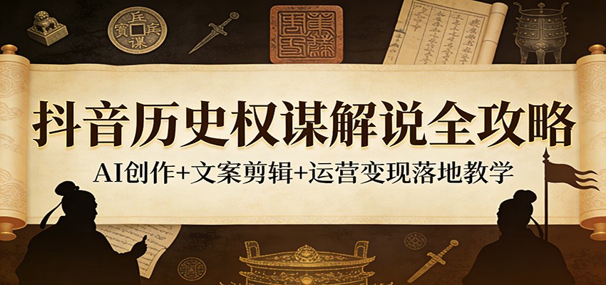 抖音历史权谋解说全攻略：AI创作+文案剪辑+运营变现落地教学-紫橙网创项目网