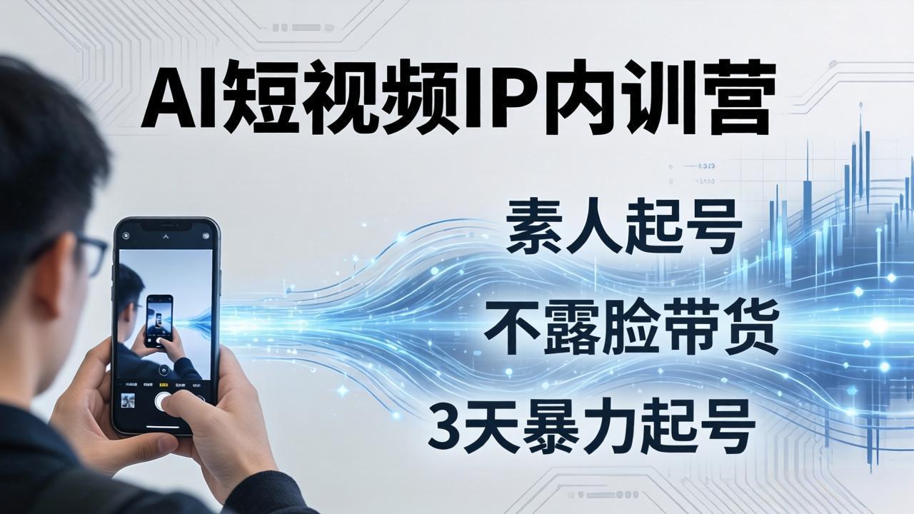 2026AI短视频IP内训营：从素人起号到不露脸带货，3天暴力起号全流程拆解-紫橙网创项目网