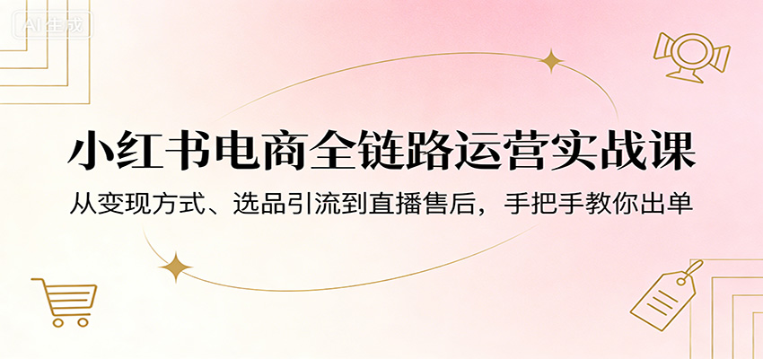 小红书电商全链路运营实战课：从变现方式、选品引流到直播售后，手把手教你出单-紫橙网创项目网