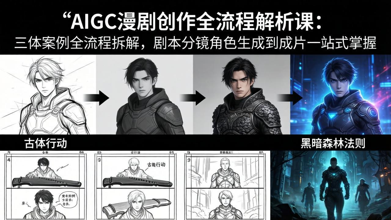 AIGC漫剧创作全流程解析课:三体案例全流程拆解,剧本分镜角色生成到成片一站式掌握-紫橙网创项目网