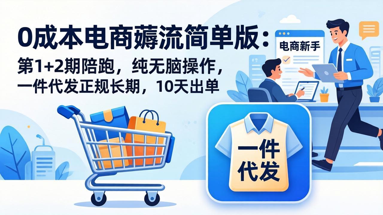 0成本电商薅流简单版:第1+2期陪跑,纯无脑操作,一件代发正规长期,10天出单-紫橙网创项目网