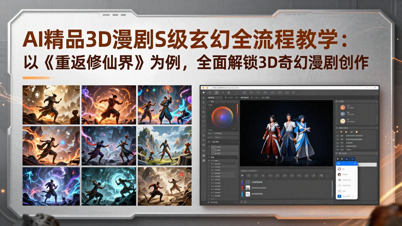 AI精品3D漫剧S级玄幻全流程教学:以《重返修仙界》为例,全面解锁3D奇幻漫剧创作-紫橙网创项目网
