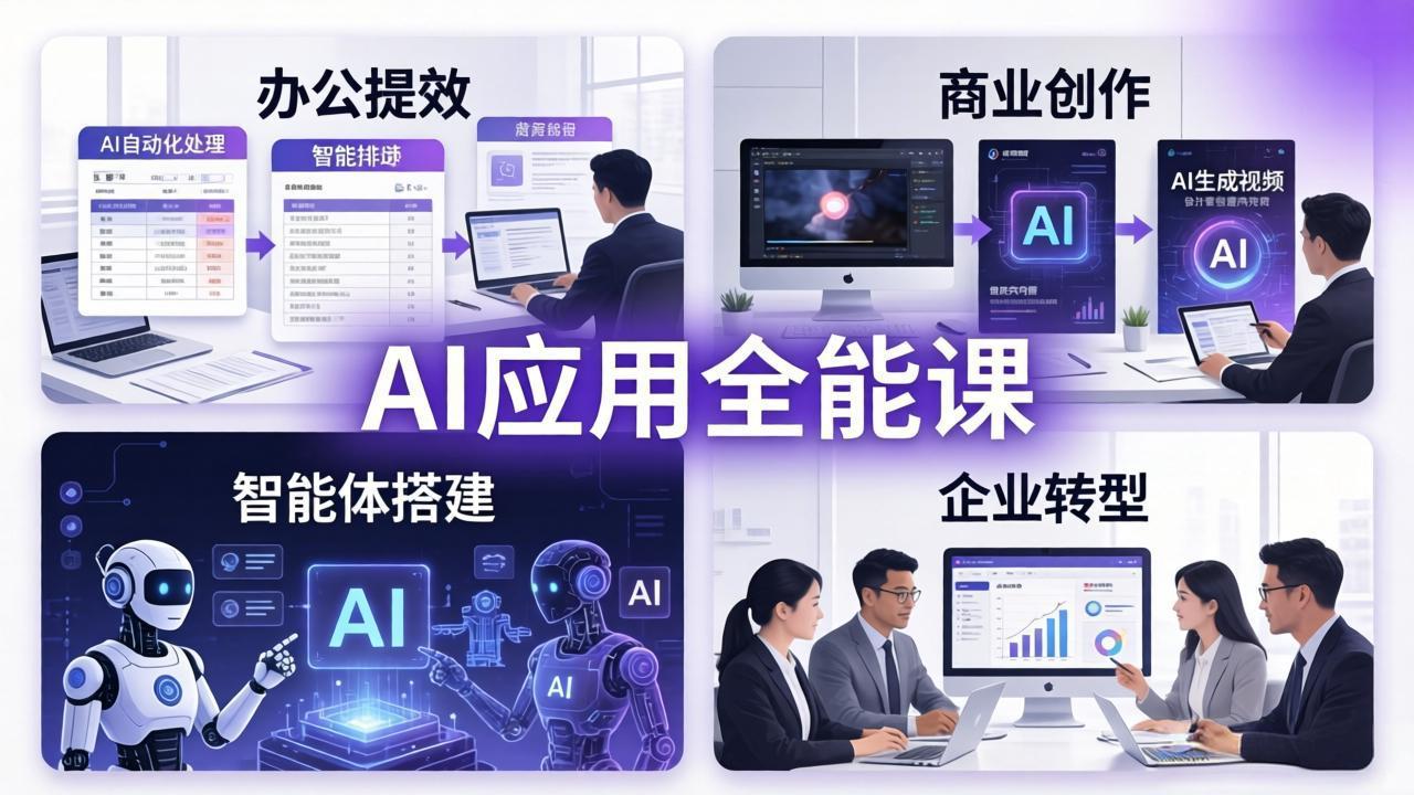 AIGC 应用全能课:办公提效、商业创作、智能体搭建、企业转型,一站式学会AI应用-紫橙网创项目网