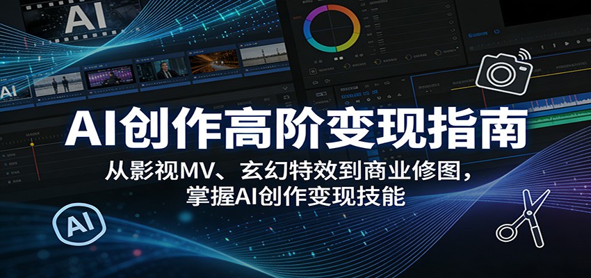 AI创作高阶变现指南：从影视MV、玄幻特效到商业修图，掌握AI创作变现技能-紫橙网创项目网