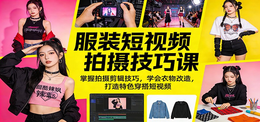 服装短视频拍摄技巧课：掌握拍摄剪辑技巧，学会衣物改造，打造特色穿搭短视频-紫橙网创项目网