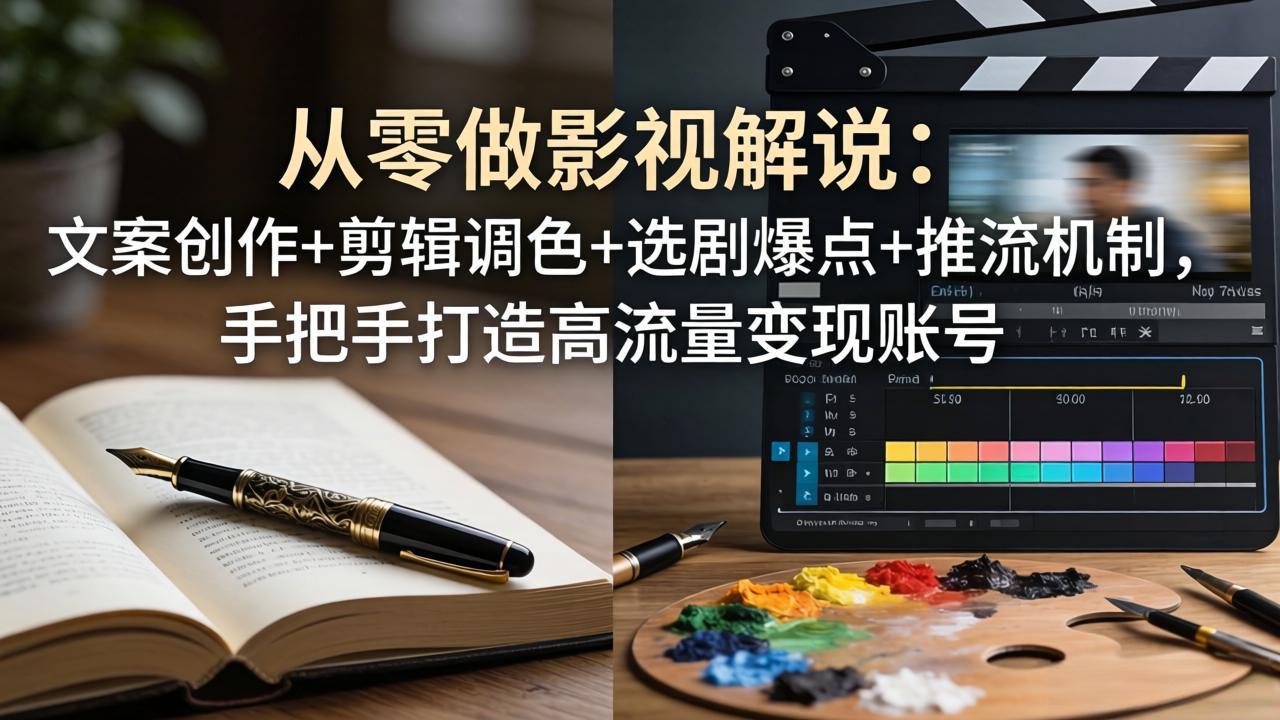 从零做影视解说：文案创作+剪辑调色+选剧爆点+推流机制，手把手打造高流量变现账号-紫橙网创项目网