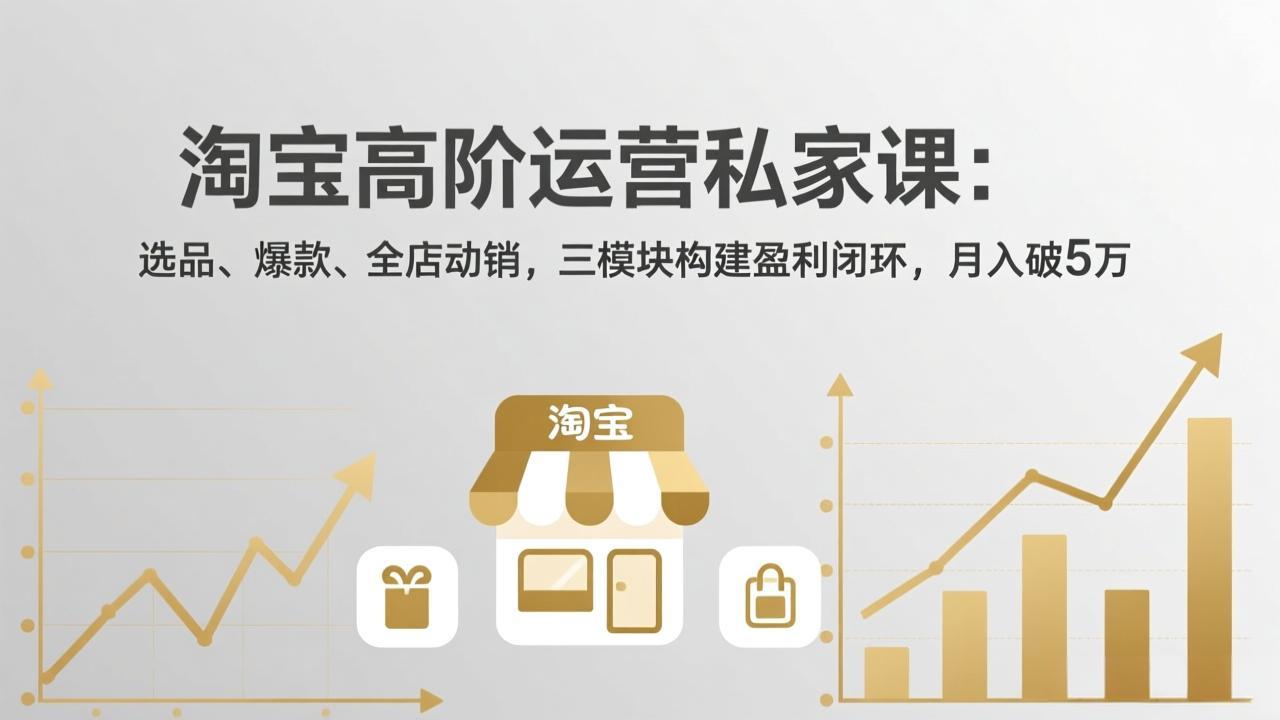 淘宝高阶运营私家课（更新26年4月）：选品、爆款、全店动销，三模块构建盈利闭环，月入破5万-紫橙网创项目网