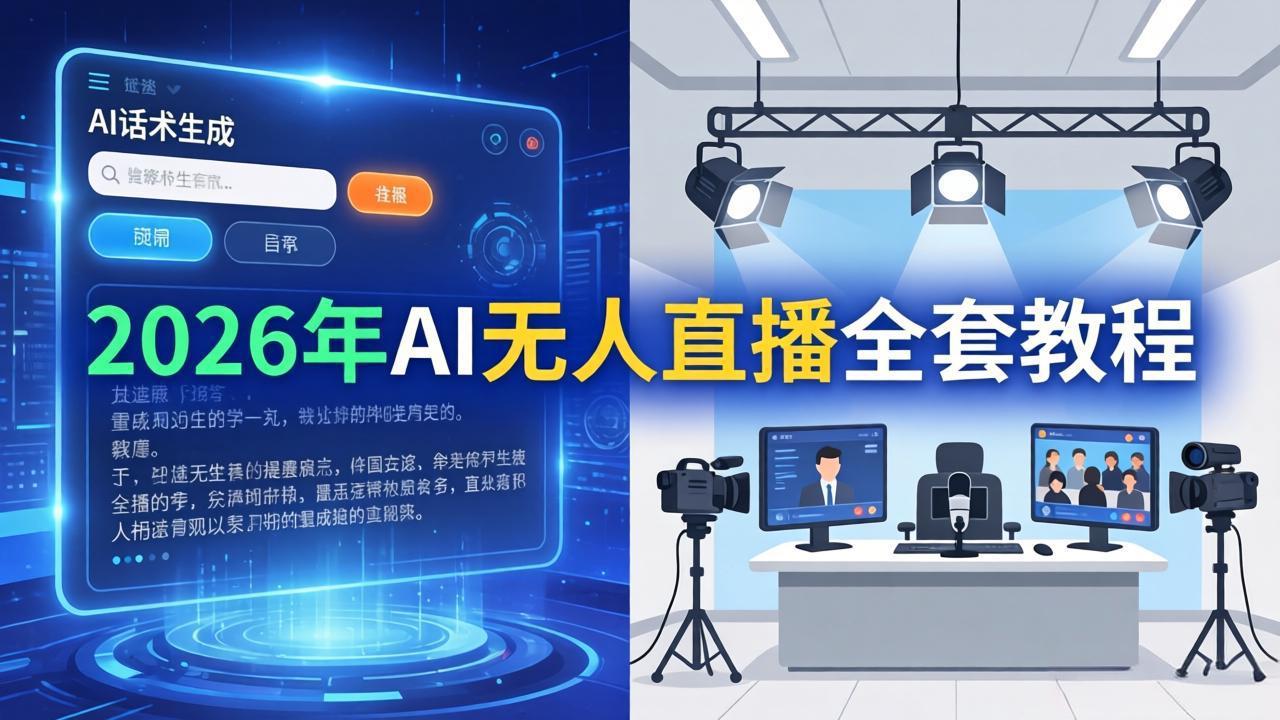 2026年AI无人直播全套教程：OBS安装+软件配置+直播间搭建+话术生成+一键开播实操-紫橙网创项目网