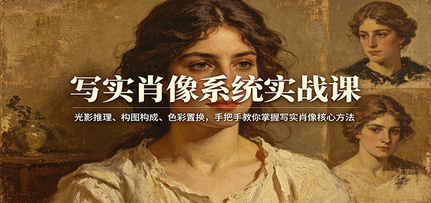 写实肖像系统实战课：光影推理、构图构成、色彩置换，手把手教你掌握写实肖像核心方法-紫橙网创项目网