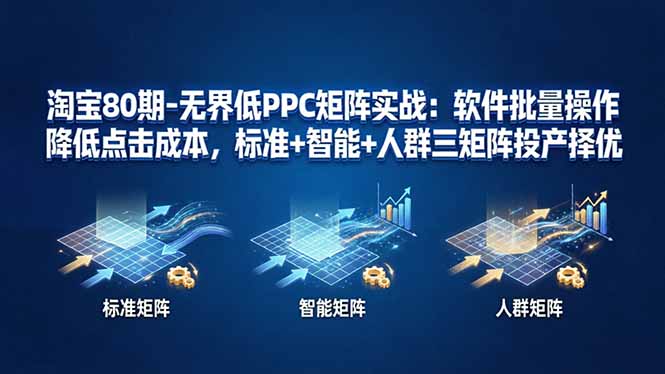 淘宝80期-无界低PPC矩阵实战：软件批量操作降低点击成本，标准+智能+人群三矩阵投产择优-紫橙网创项目网