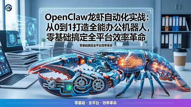 OpenClaw龙虾自动化实战:从0到1打造全能办公机器人,零基础搞定全平台效率革命-紫橙网创项目网