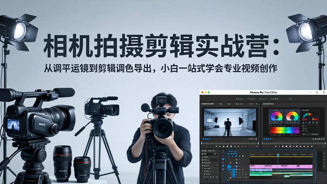 相机拍摄剪辑实战营:从调平运镜到剪辑调色导出,小白一站式学会专业视频创作-紫橙网创项目网