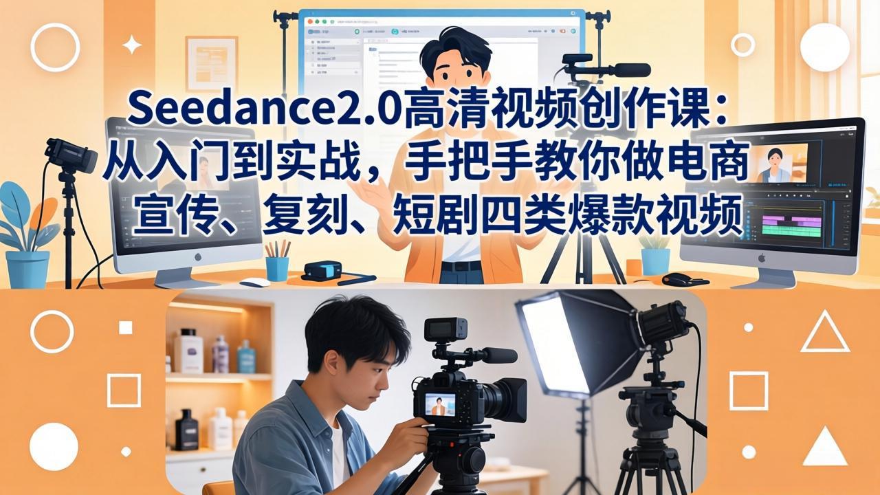 Seedance2.0高清视频创作课:从入门到实战,手把手教你做电商、宣传、复刻、短剧四类爆款视频-紫橙网创项目网
