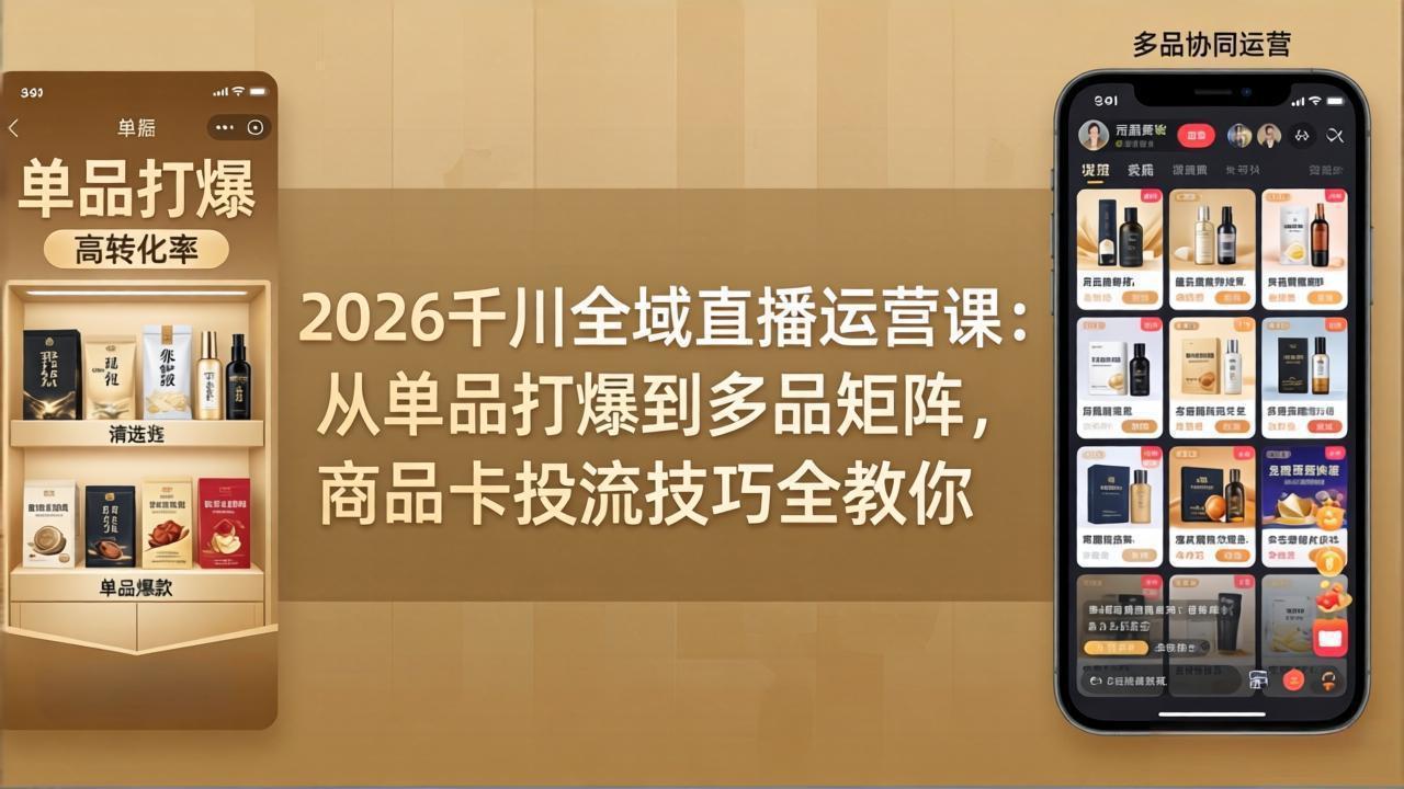 2026千川全域直播运营课:从单品打爆到多品矩阵,商品卡投流技巧全教你-紫橙网创项目网