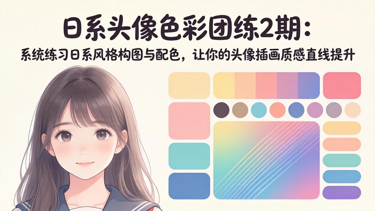 日系头像色彩团练2期:系统练习日系风格构图与配色,让你的头像插画质感直线提升-紫橙网创项目网
