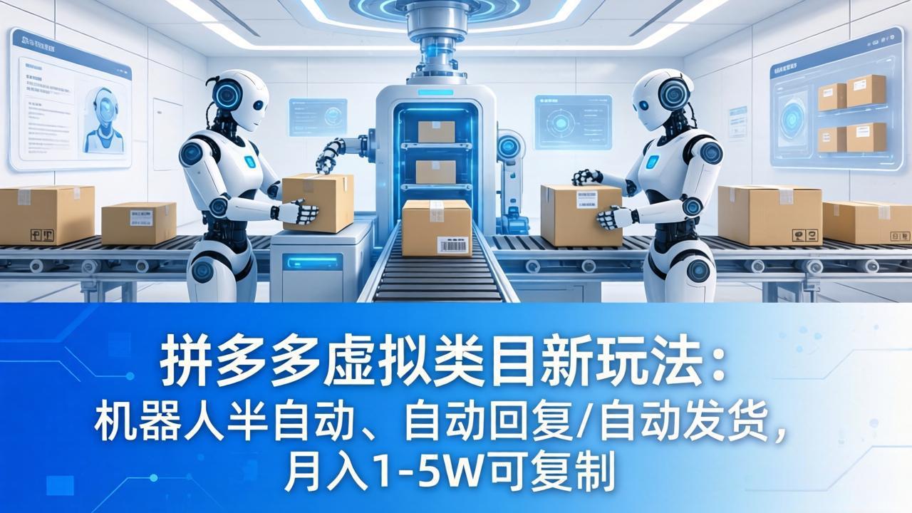 拼多多虚拟类目新玩法:机器人半自动、自动回复 /自动发货,月入 1-5W 可复制-紫橙网创项目网