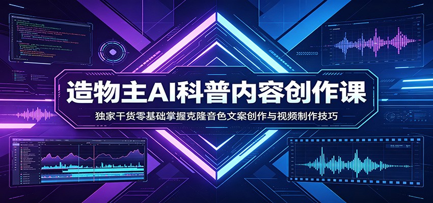 AI科普内容创作课:独家干货零基础掌握克隆音色文案创作与视频制作技巧-紫橙网创项目网