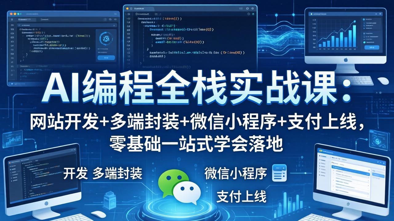 AI编程全栈实战课:网站开发+多端封装+微信小程序+支付上线,零基础一站式学会落地-紫橙网创项目网