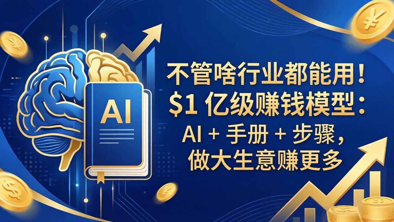 不管啥行业都能用!$1 亿级赚钱模型:AI + 手册 + 步骤,做大生意赚更多-紫橙网创项目网