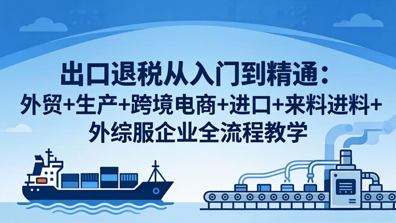 出口退税从入门到精通：外贸+生产+跨境电商+进口+来料进料+外综服企业全流程教学-紫橙网创项目网