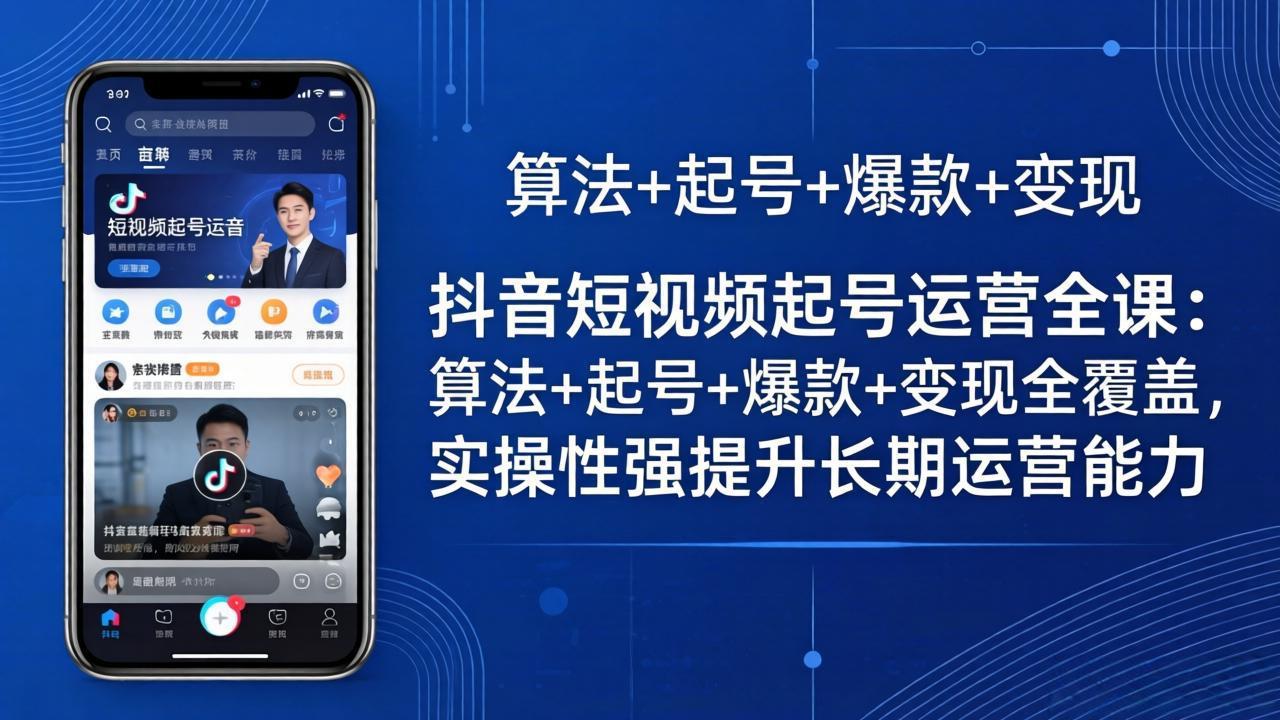 抖音短视频起号运营全课：算法+起号+爆款+变现全覆盖，实操性强提升长期运营能力-紫橙网创项目网