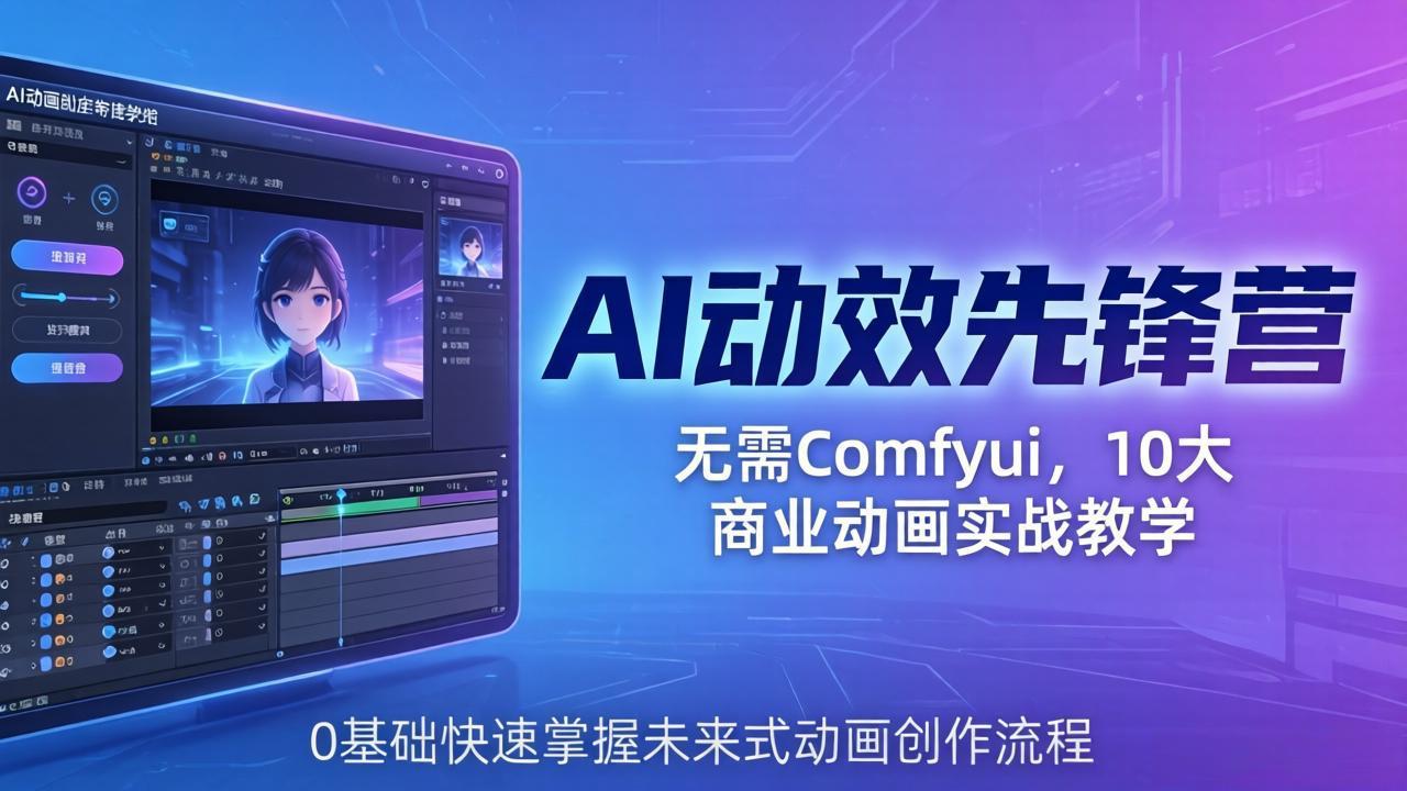 AI 动效先锋营：无需Comfyui，10大商业动画实战教学，0基础快速掌握未来式动画创作流程-紫橙网创项目网
