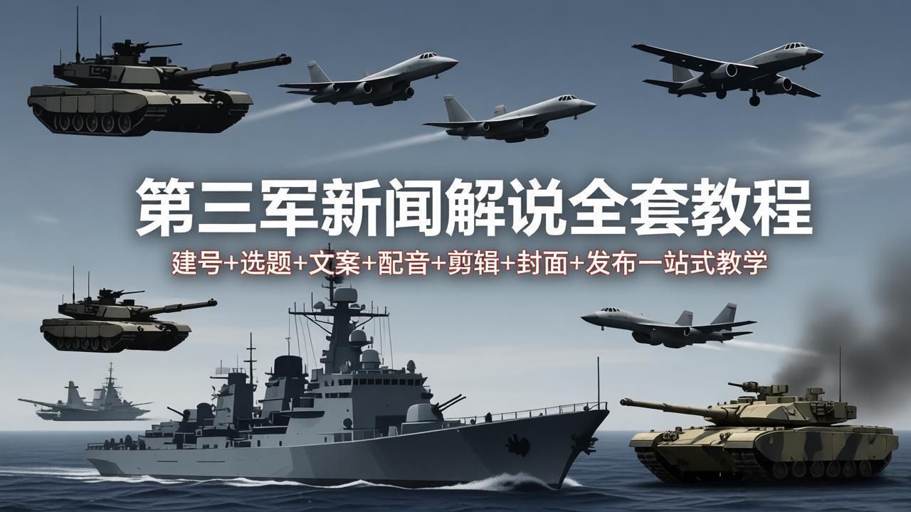 第三军迷新闻解说全套教程：建号+选题+文案+配音+剪辑+封面+发布一站式教学-紫橙网创项目网