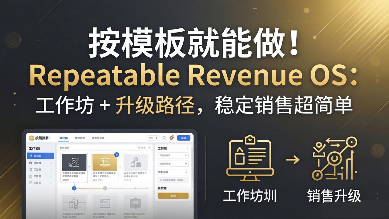 按模板就能做！Repeatable Revenue OS：工作坊 + 升级路径，稳定销售超简单-紫橙网创项目网