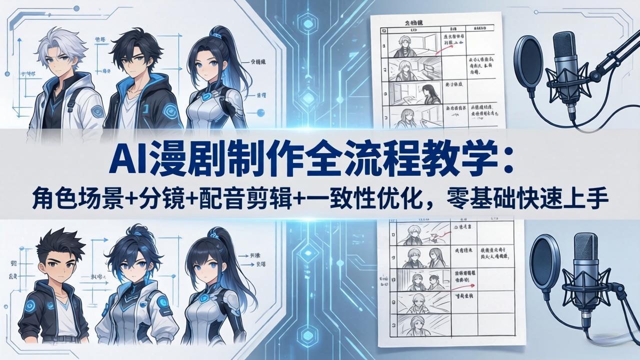 AI漫剧制作全流程教学：角色场景+分镜+配音剪辑+一致性优化，零基础快速上手-紫橙网创项目网