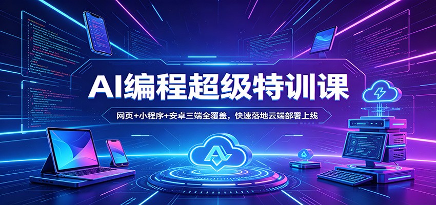 AI编程超级特训课：网页+小程序+安卓三端全覆盖，快速落地云端部署上线-紫橙网创项目网