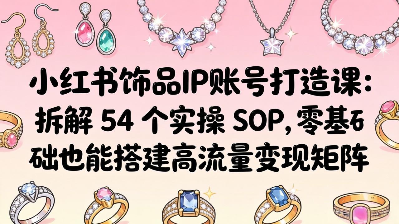 小红书饰品IP账号打造课：拆解 54 个实操 SOP，零基础也能搭建高流量变现矩阵-紫橙网创项目网