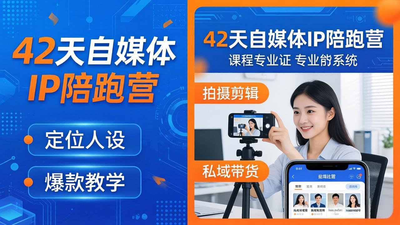 42天自媒体IP陪跑营-26年4月19更新：定位人设爆款全教学，拍摄剪辑私域带货一站式落地-紫橙网创项目网