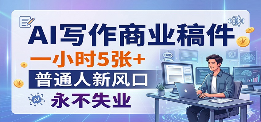 AI写作商业稿件，一小时5张+，普通人新风口，永不失业-紫橙网创项目网