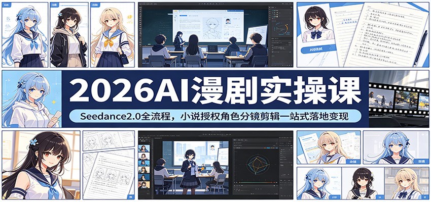 2026AI漫剧实操课：Seedance2.0全流程，小说授权角色分镜剪辑一站式落地变现-紫橙网创项目网