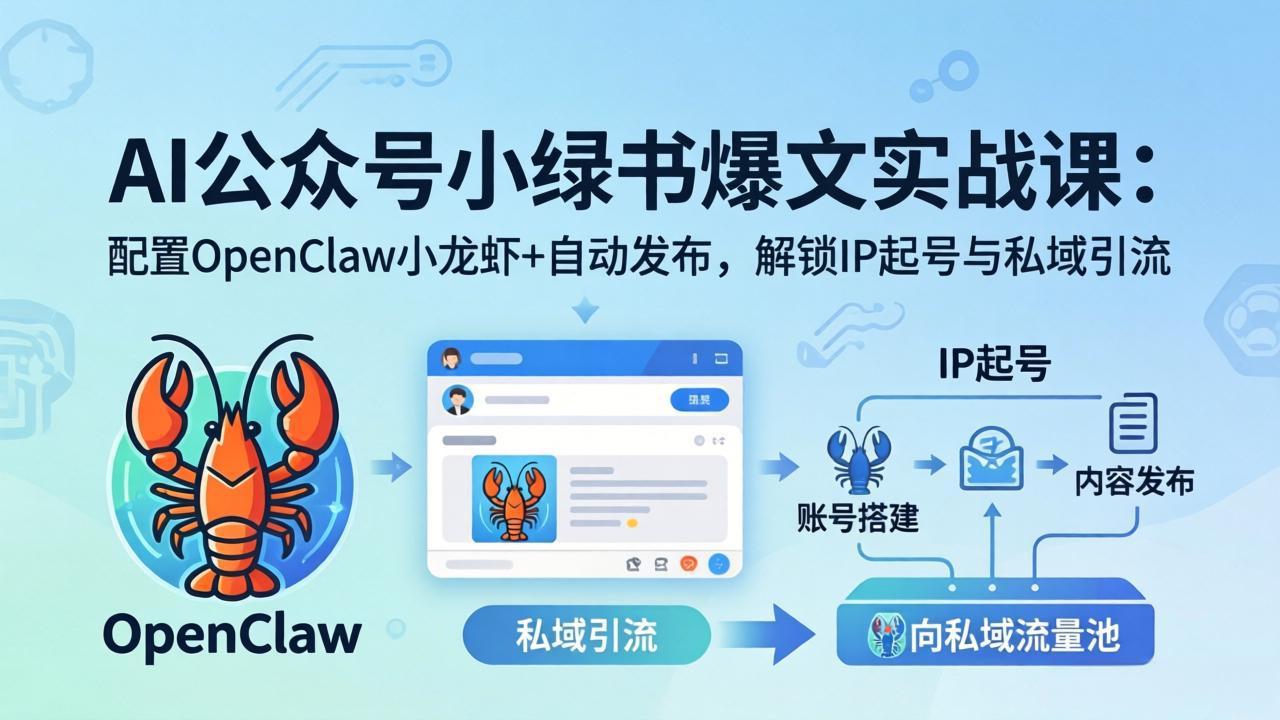 AI公众号小绿书变现实战课:小绿书爆文写作+OpenClaw自动发布,解锁IP起号与私域引流-紫橙网创项目网