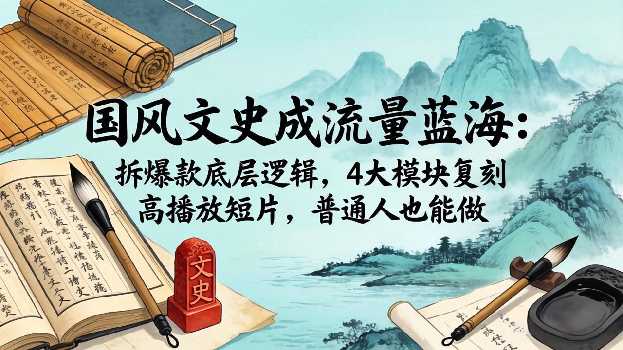 国风文史成流量蓝海:拆爆款底层逻辑,4大模块复刻高播放短片,普通人也能做-紫橙网创项目网
