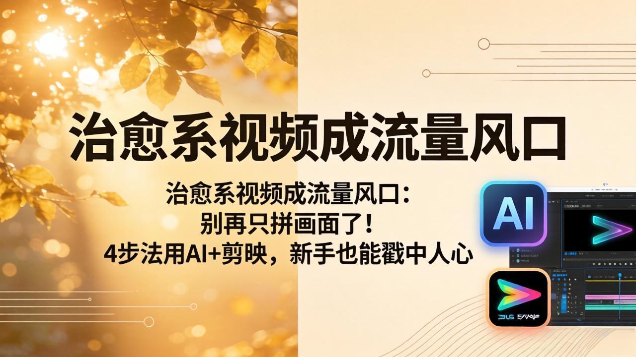 治愈系视频成流量风口:别再只拼画面了!4步法用AI+剪映,新手也能戳中人心-紫橙网创项目网