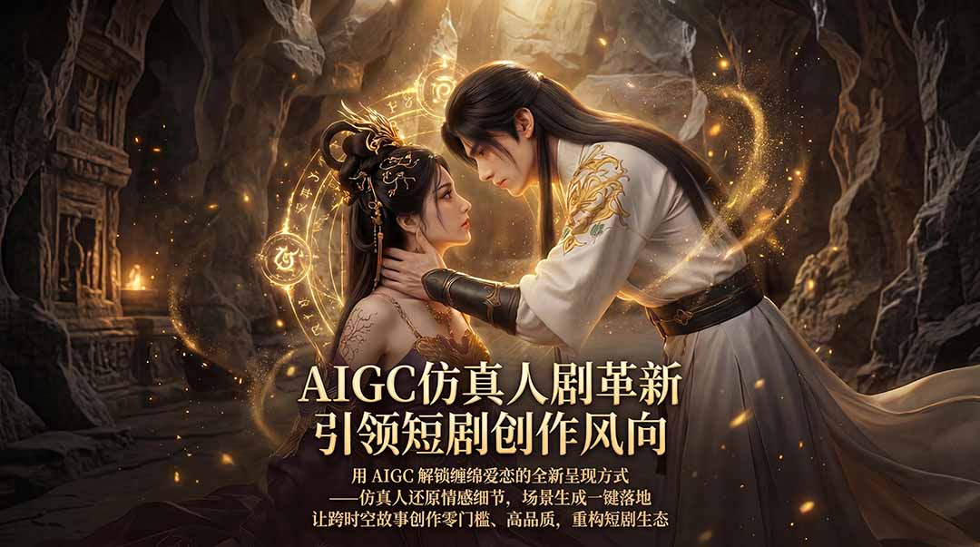 AIGC 仿真人短剧创作革新，解锁仙侠爱恋全新呈现，一键出高质场景，零门槛打造爆款剧集-紫橙网创项目网