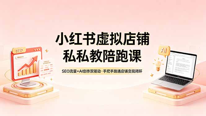 小红书虚拟店铺私教陪跑课，SEO流量+AI创作双驱动，手把手跑通店铺变现闭环 - 中创网