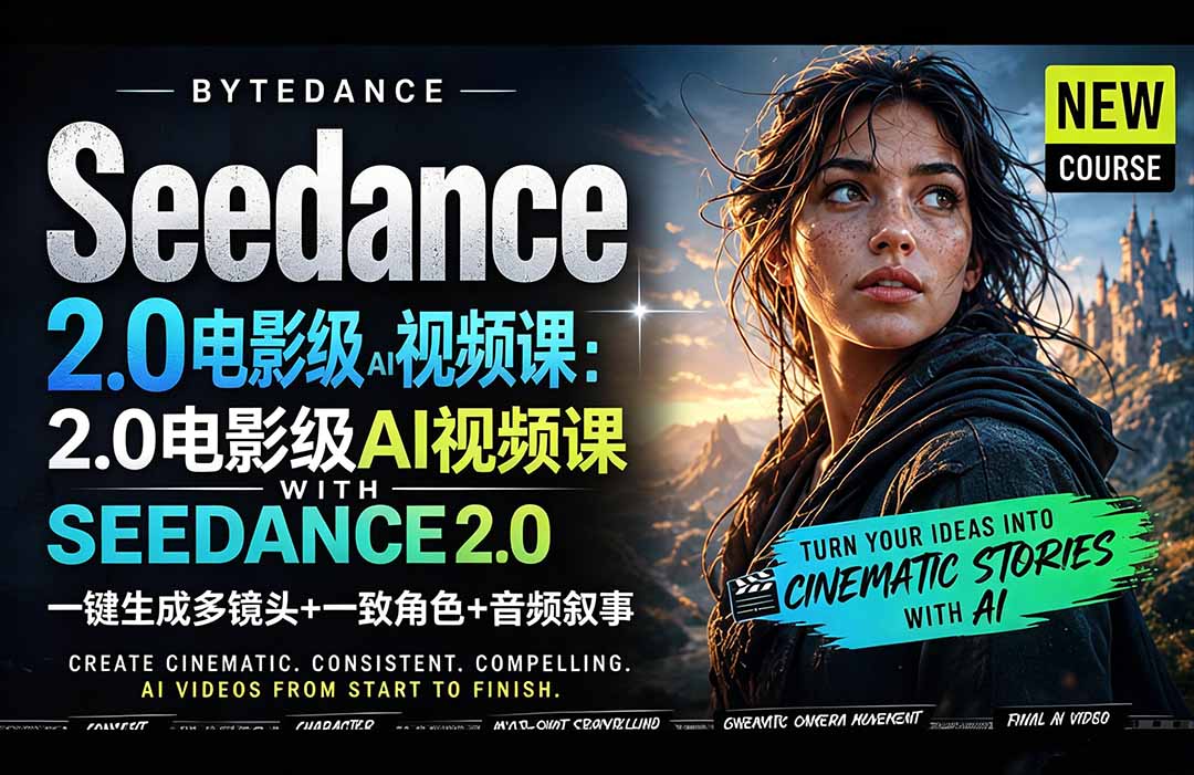 Seedance 2.0电影级AI视频课：一键生成多镜头+一致角色+音频叙事-紫橙网创项目网